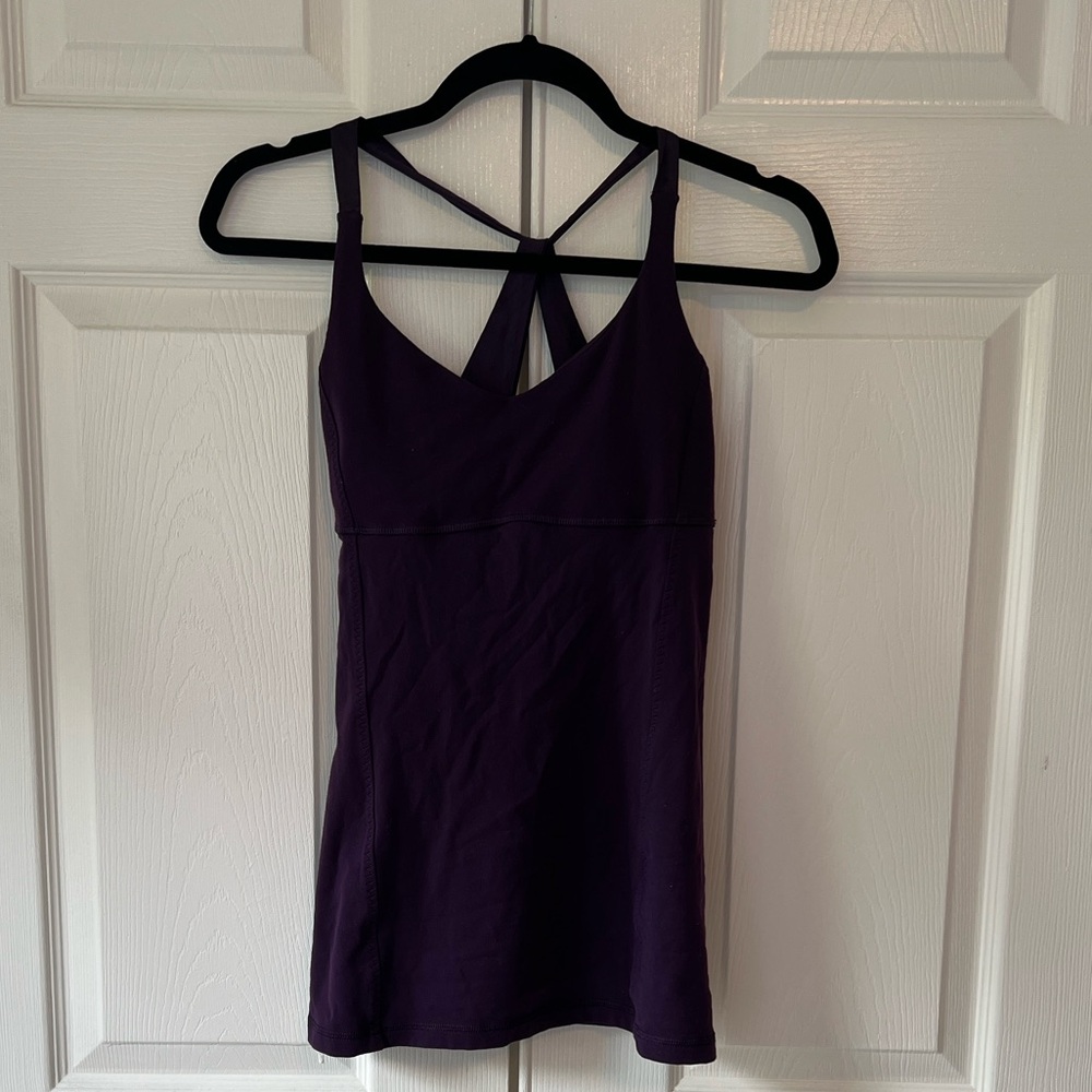 Lululemon practice daily ribbon back tank in deep Zinfandel